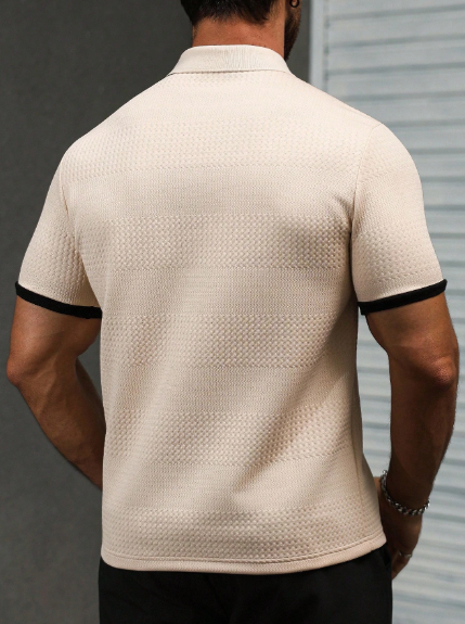 Men's casual short-sleeved polo shirt, suitable for work and commuting, with a simple design
